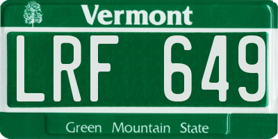 VT license plate LRF649