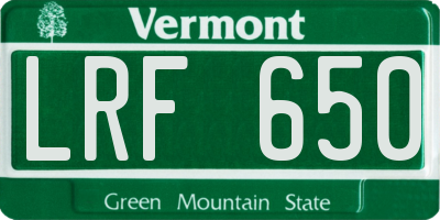 VT license plate LRF650