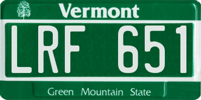 VT license plate LRF651