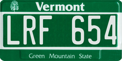 VT license plate LRF654