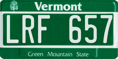 VT license plate LRF657