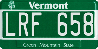 VT license plate LRF658