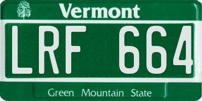 VT license plate LRF664