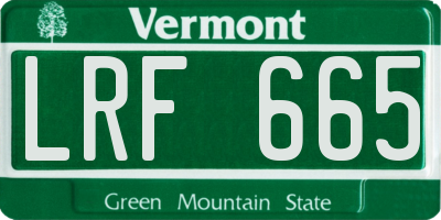 VT license plate LRF665