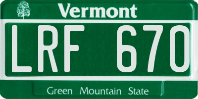 VT license plate LRF670