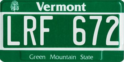 VT license plate LRF672