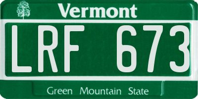 VT license plate LRF673