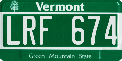 VT license plate LRF674
