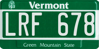 VT license plate LRF678