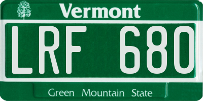 VT license plate LRF680