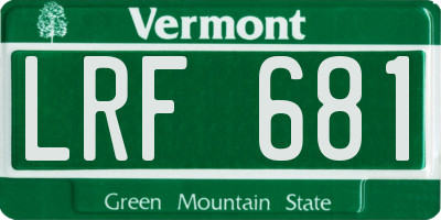 VT license plate LRF681