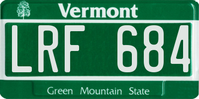 VT license plate LRF684