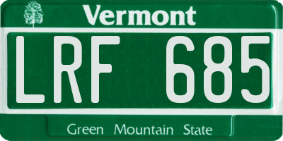 VT license plate LRF685