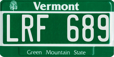 VT license plate LRF689