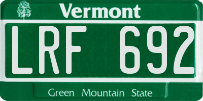 VT license plate LRF692