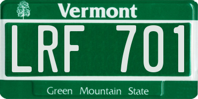 VT license plate LRF701