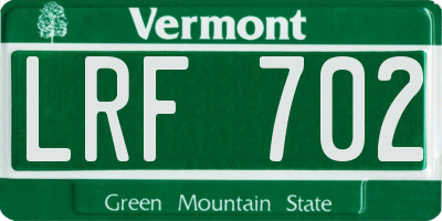 VT license plate LRF702