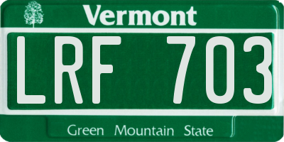 VT license plate LRF703