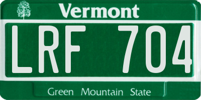VT license plate LRF704