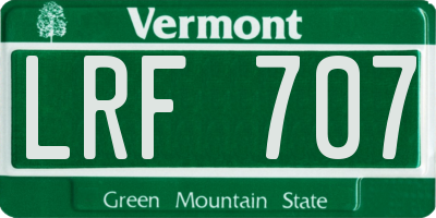 VT license plate LRF707