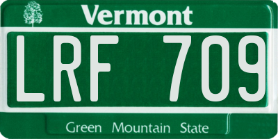 VT license plate LRF709