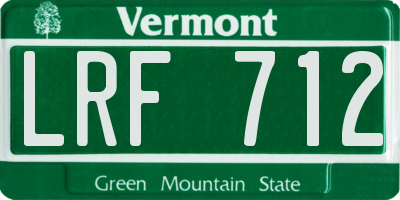 VT license plate LRF712