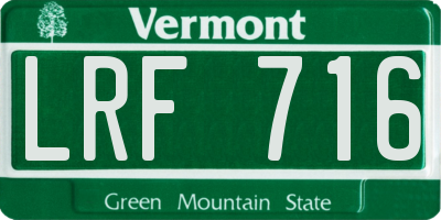 VT license plate LRF716