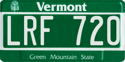 VT license plate LRF720