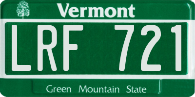 VT license plate LRF721