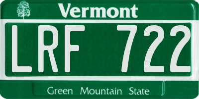 VT license plate LRF722