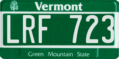 VT license plate LRF723