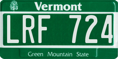 VT license plate LRF724