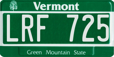 VT license plate LRF725