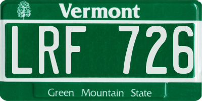 VT license plate LRF726