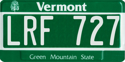 VT license plate LRF727