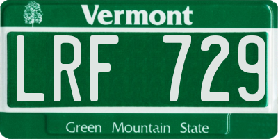 VT license plate LRF729