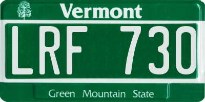 VT license plate LRF730