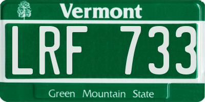 VT license plate LRF733