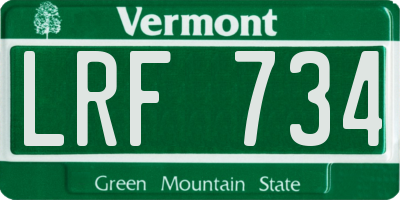 VT license plate LRF734