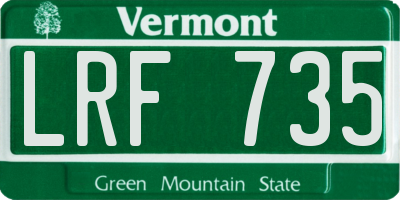 VT license plate LRF735
