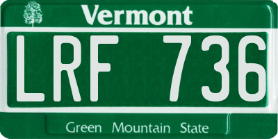 VT license plate LRF736