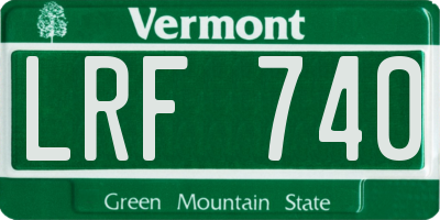 VT license plate LRF740