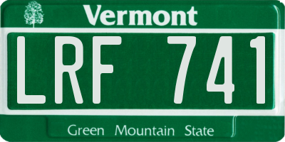 VT license plate LRF741
