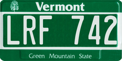 VT license plate LRF742