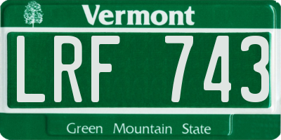 VT license plate LRF743