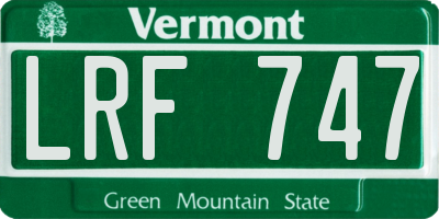 VT license plate LRF747