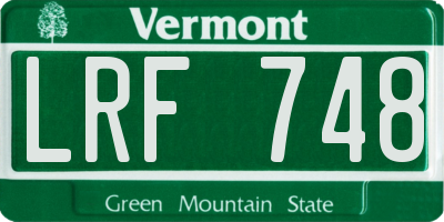 VT license plate LRF748