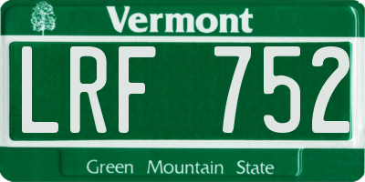 VT license plate LRF752