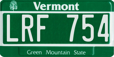 VT license plate LRF754