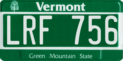 VT license plate LRF756